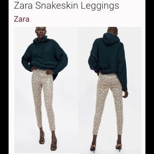 Zara basic faux suede snakeskin print pants